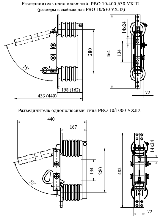 Разъединитель РВО-10/400 М УХЛ2